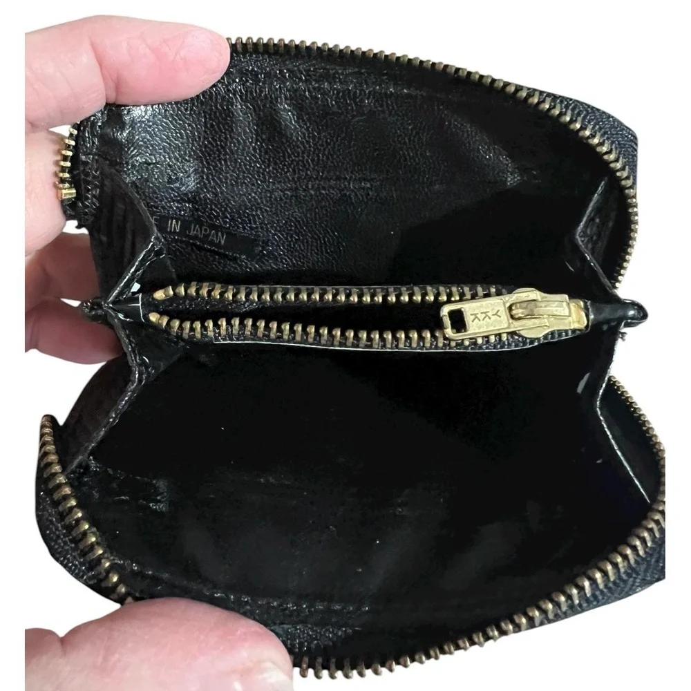 Vintage Givenchy Cosmetic Makeup Bag Womens Small Black Lizard Texture